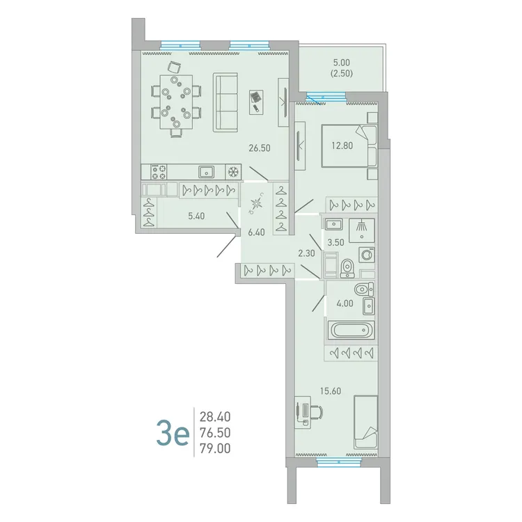 Продается 2-комнатная квартира, 79 м² - Фото 1