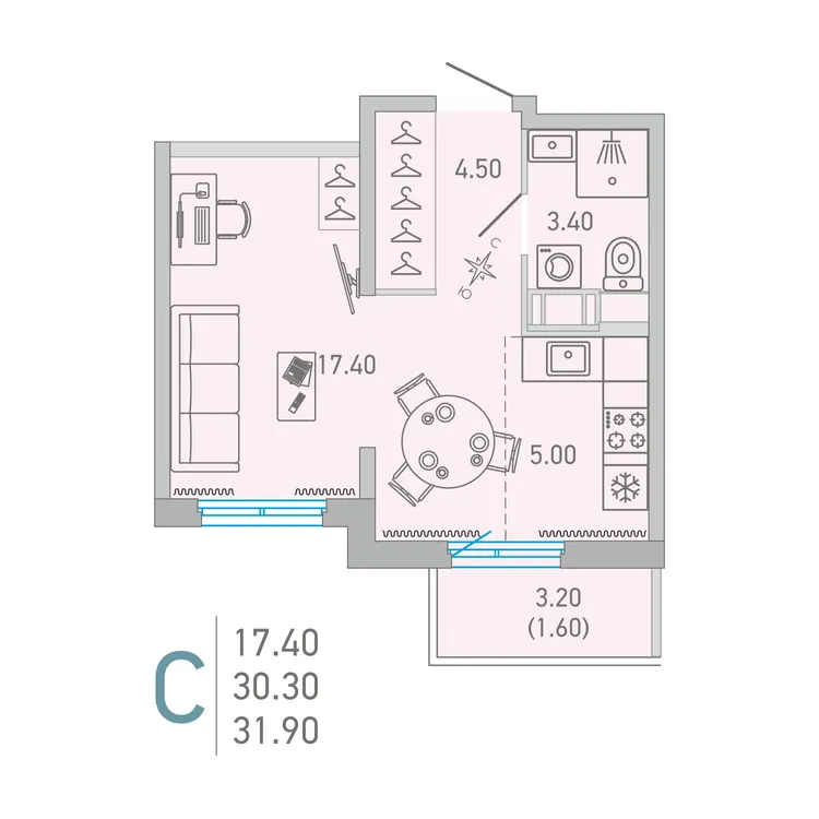 Продается студия, 31,9 м² - Фото 1