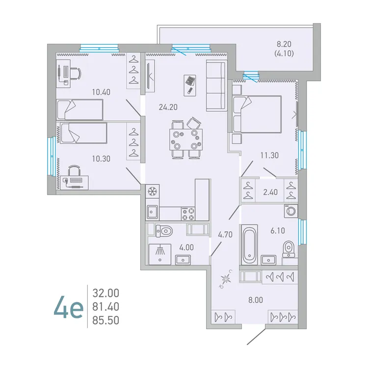 Продается 3-комнатная квартира, 85,5 м² - Фото 1