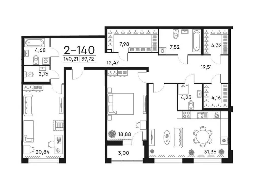 Продается 2-комнатная квартира, 140,3 м² - Фото 1