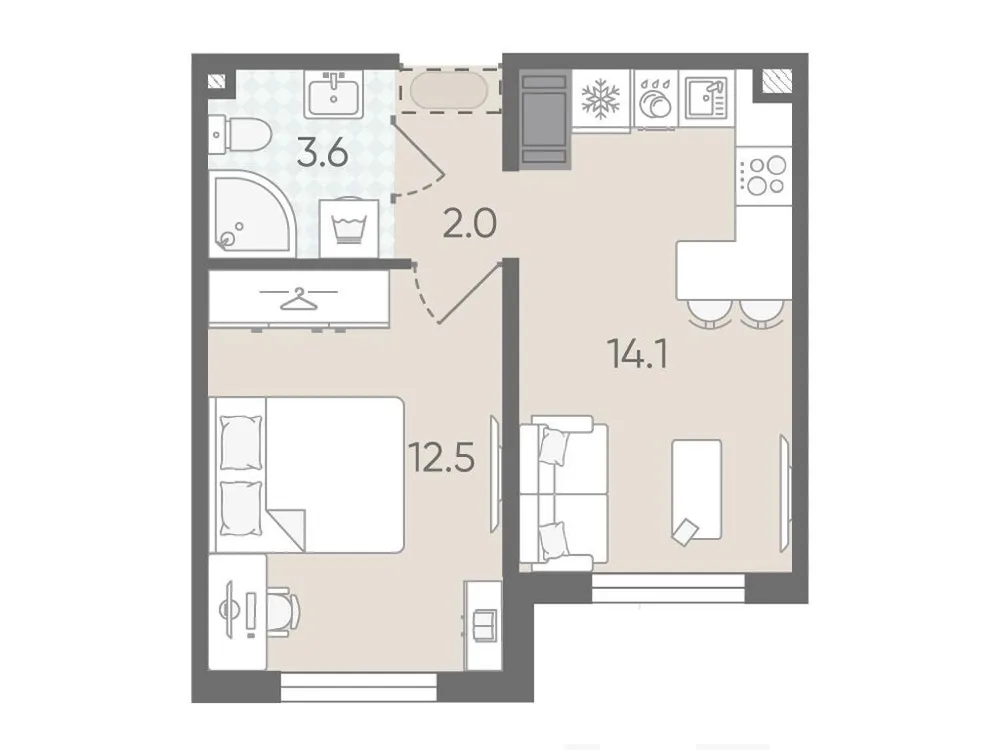 Продается 1-комнатная квартира, 32,2 м² - Фото 1