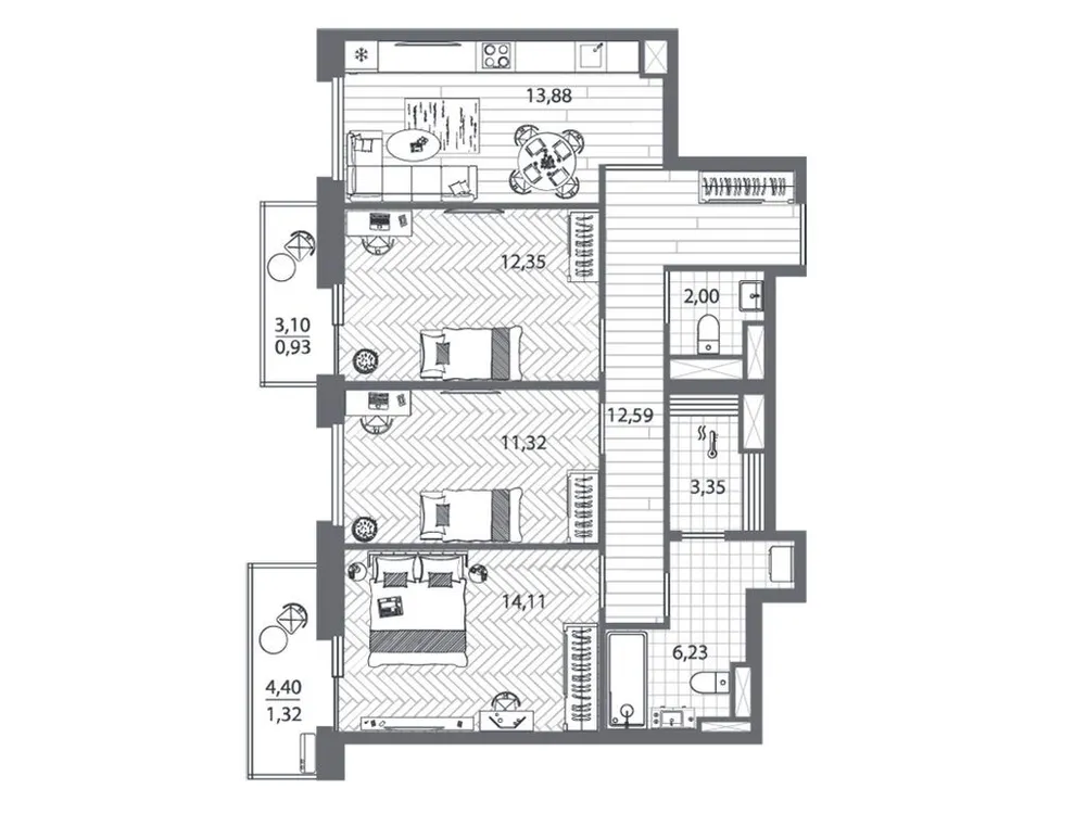 Продается 3-комнатная квартира, 77,2 м² - Фото 1