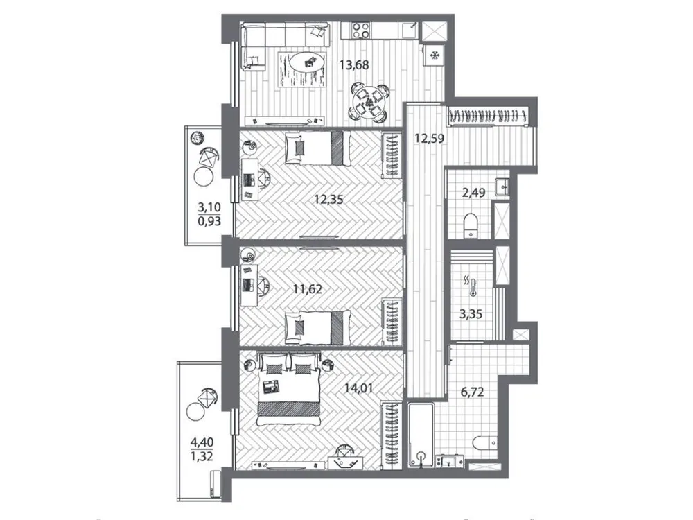 Продается 3-комнатная квартира, 78 м² - Фото 1