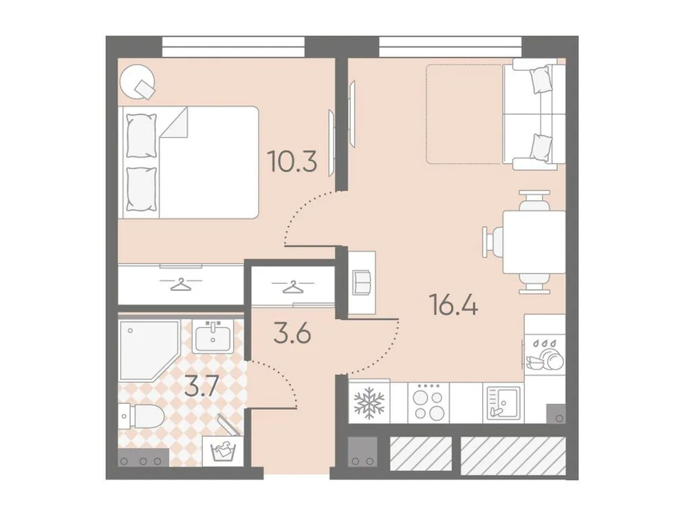 Продается 1-комнатная квартира, 34 м² - Фото 1