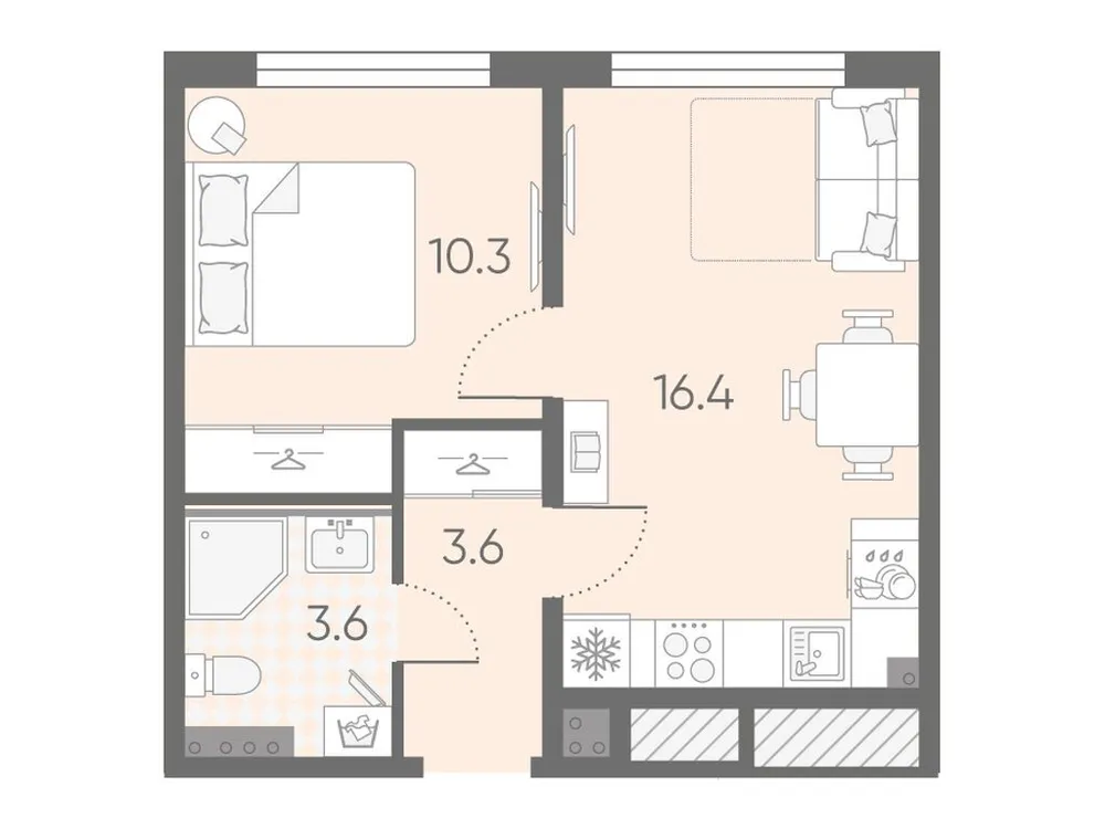Продается 1-комнатная квартира, 33,9 м² - Фото 1