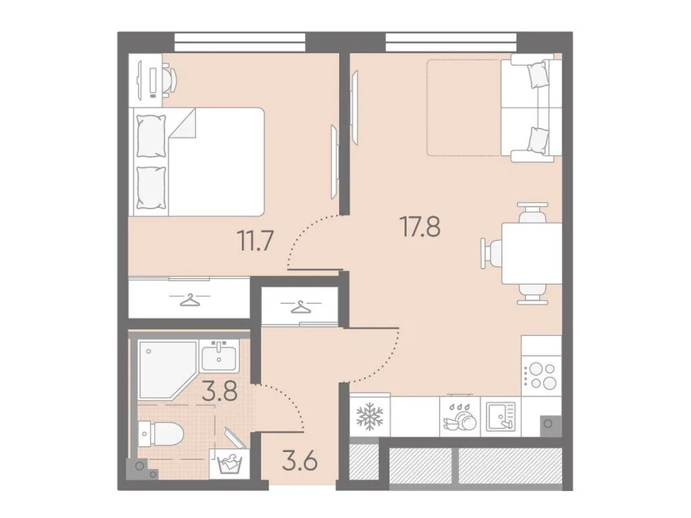 Продается 1-комнатная квартира, 36,9 м² - Фото 1
