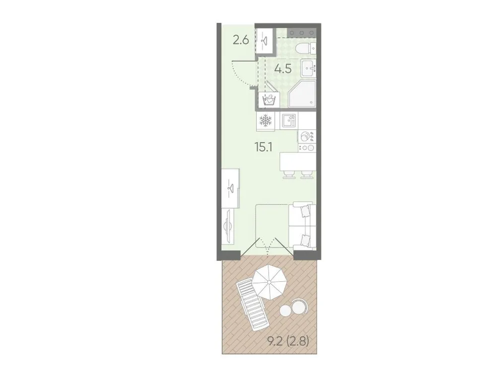 Продается студия, 25 м² - Фото 1