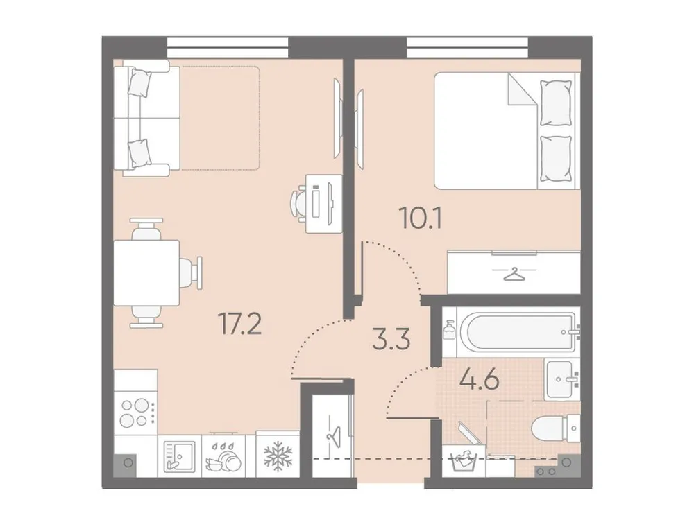 Продается 1-комнатная квартира, 35,2 м² - Фото 1