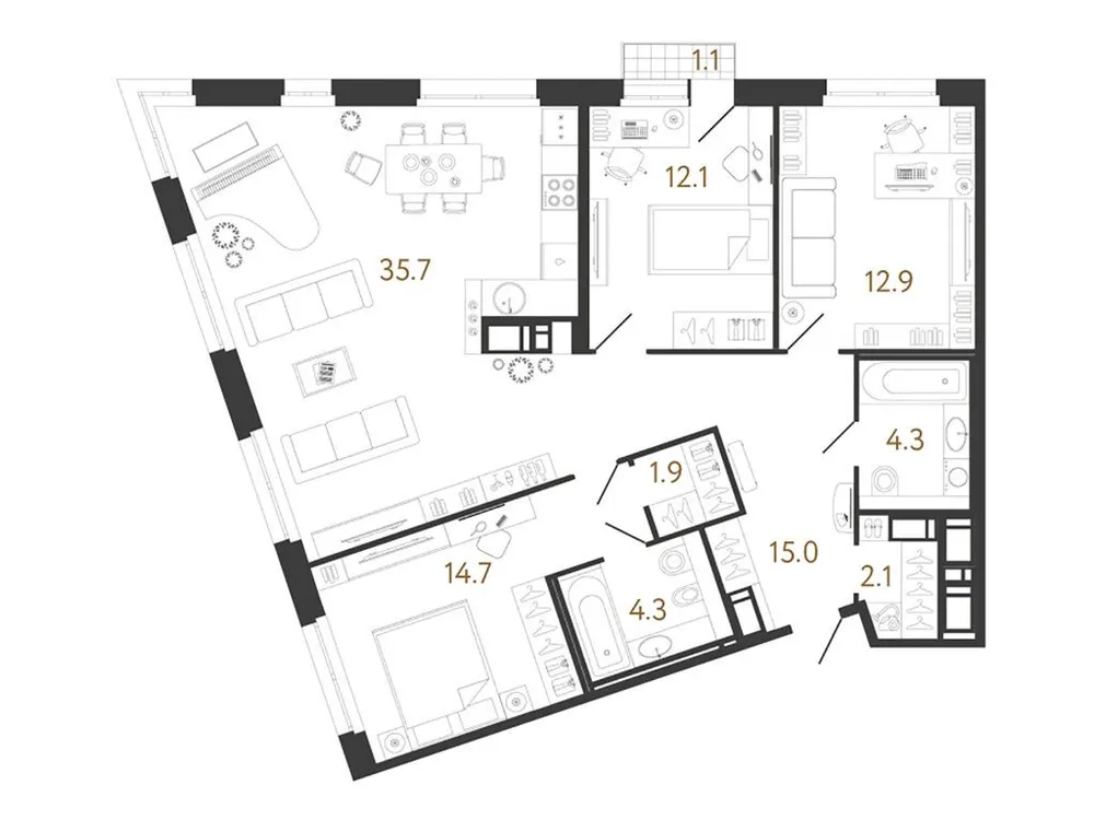 Продается 3-комнатная квартира, 103 м² - Фото 1
