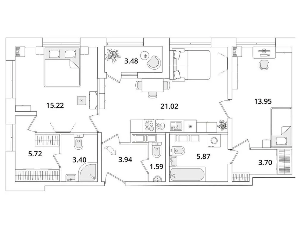 Продается 2-комнатная квартира, 75,2 м² - Фото 1