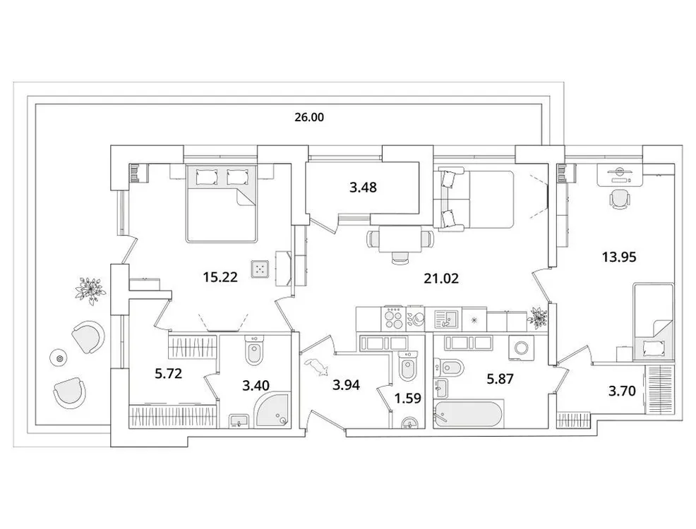 Продается 2-комнатная квартира, 82,5 м² - Фото 1