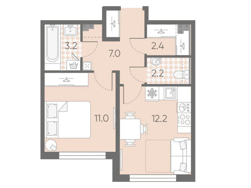 Продается 1-комнатная квартира, 38 м² - Фото 1