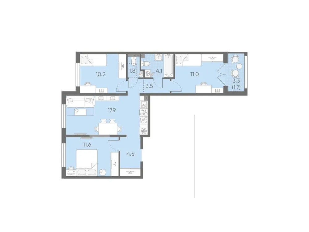 Продается 3-комнатная квартира, 66,3 м² - Фото 1