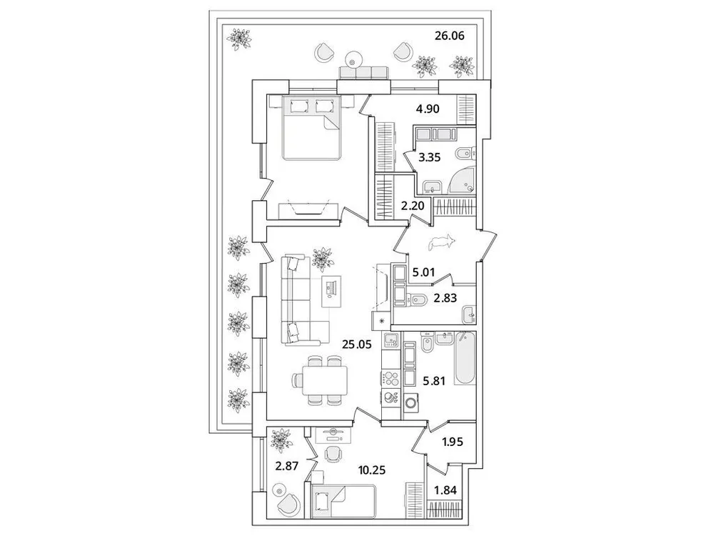 Продается 2-комнатная квартира, 85,1 м² - Фото 1
