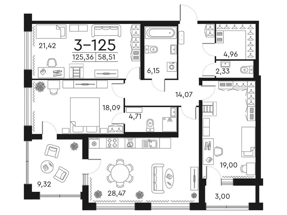 Продается 3-комнатная квартира, 125,7 м² - Фото 1