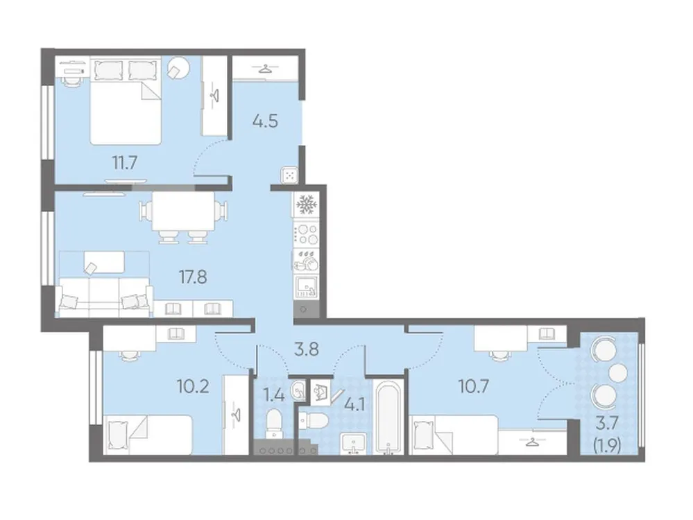 Продается 3-комнатная квартира, 66,1 м² - Фото 1