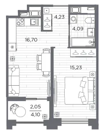 Продается 1-комнатная квартира, 42,3 м² - Фото 1