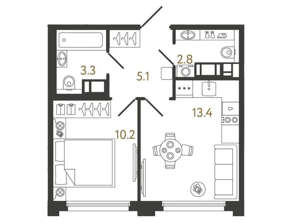 Продается 1-комнатная квартира, 34,8 м² - Фото 1
