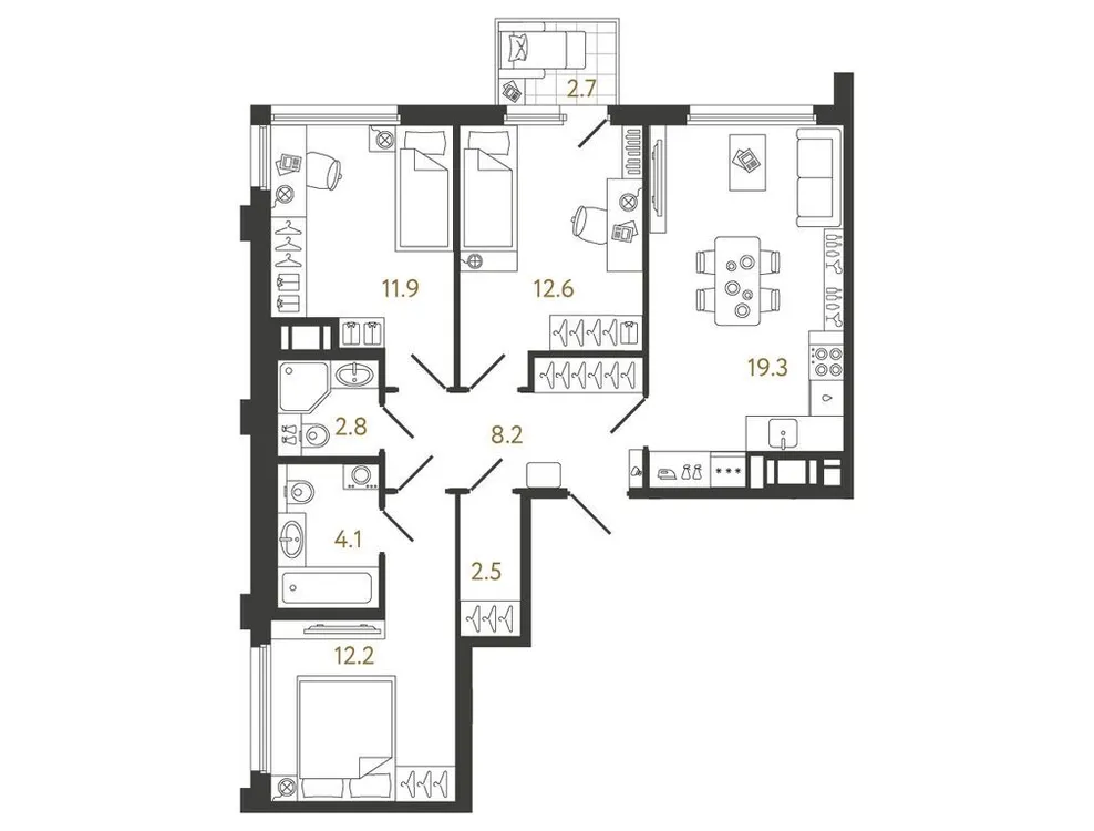 Продается 3-комнатная квартира, 73,6 м² - Фото 1