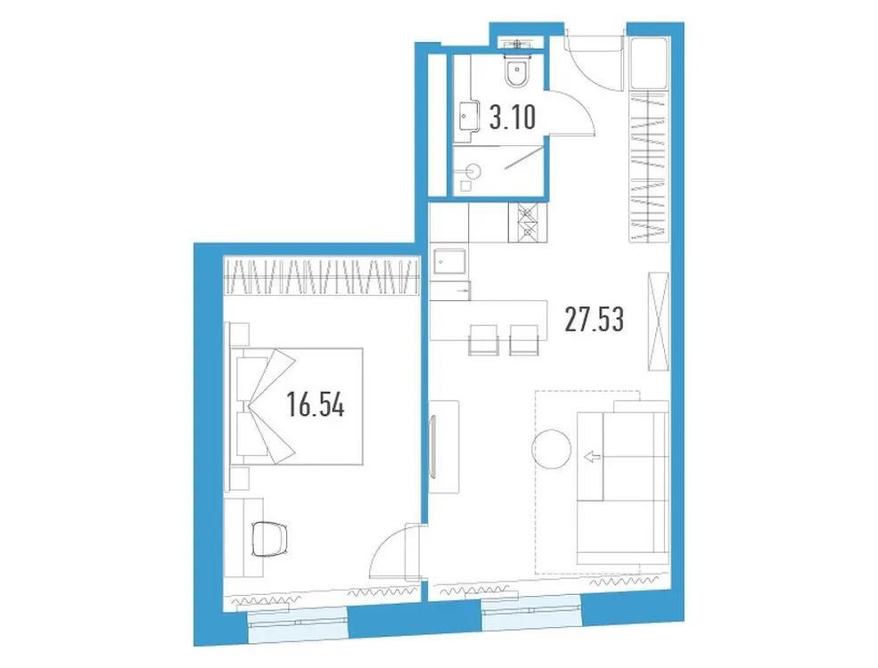 Продается 1-комнатная квартира, 47,2 м² - Фото 1