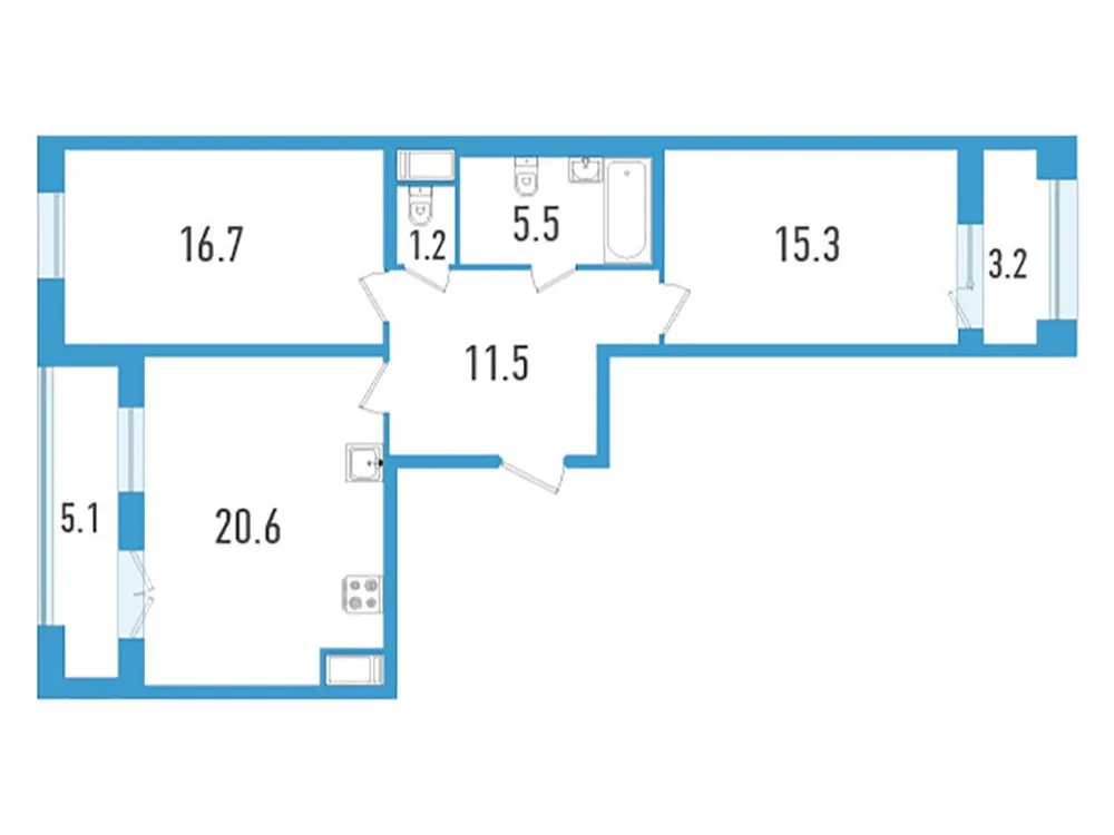 Продается 2-комнатная квартира, 75 м² - Фото 1