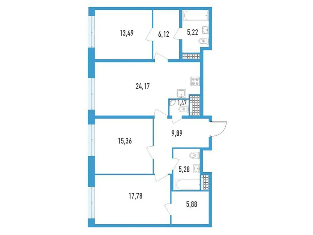 Продается 3-комнатная квартира, 103,7 м² - Фото 1