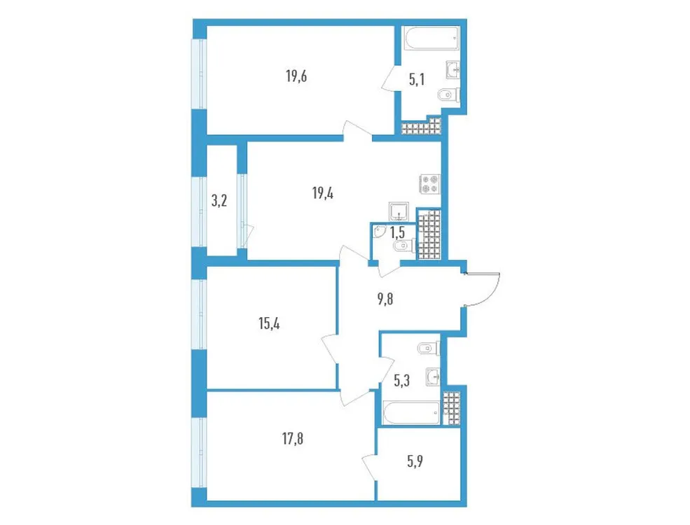 Продается 3-комнатная квартира, 101,4 м² - Фото 1