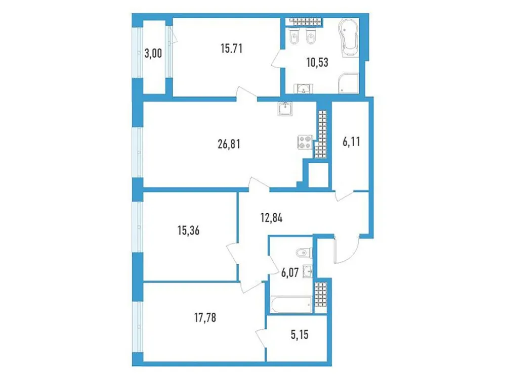 Продается 3-комнатная квартира, 117,1 м² - Фото 1