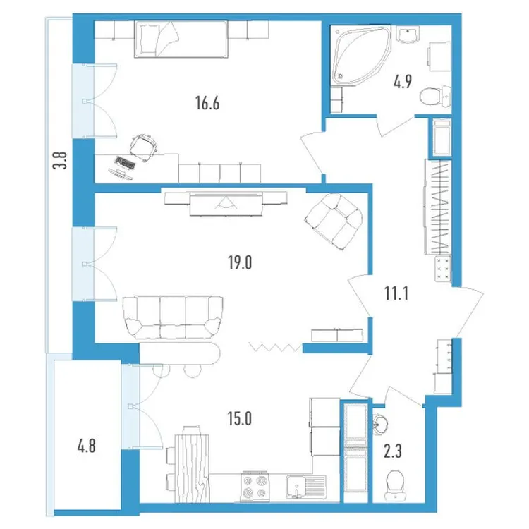 Продается 2-комнатная квартира, 72,4 м² - Фото 1