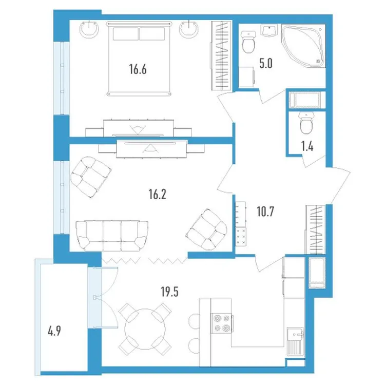 Продается 2-комнатная квартира, 71,9 м² - Фото 1