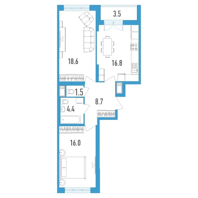 Продается 2-комнатная квартира, 67,8 м² - Фото 1