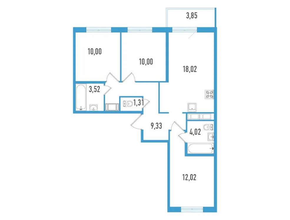 Продается 3-комнатная квартира, 69,4 м² - Фото 1