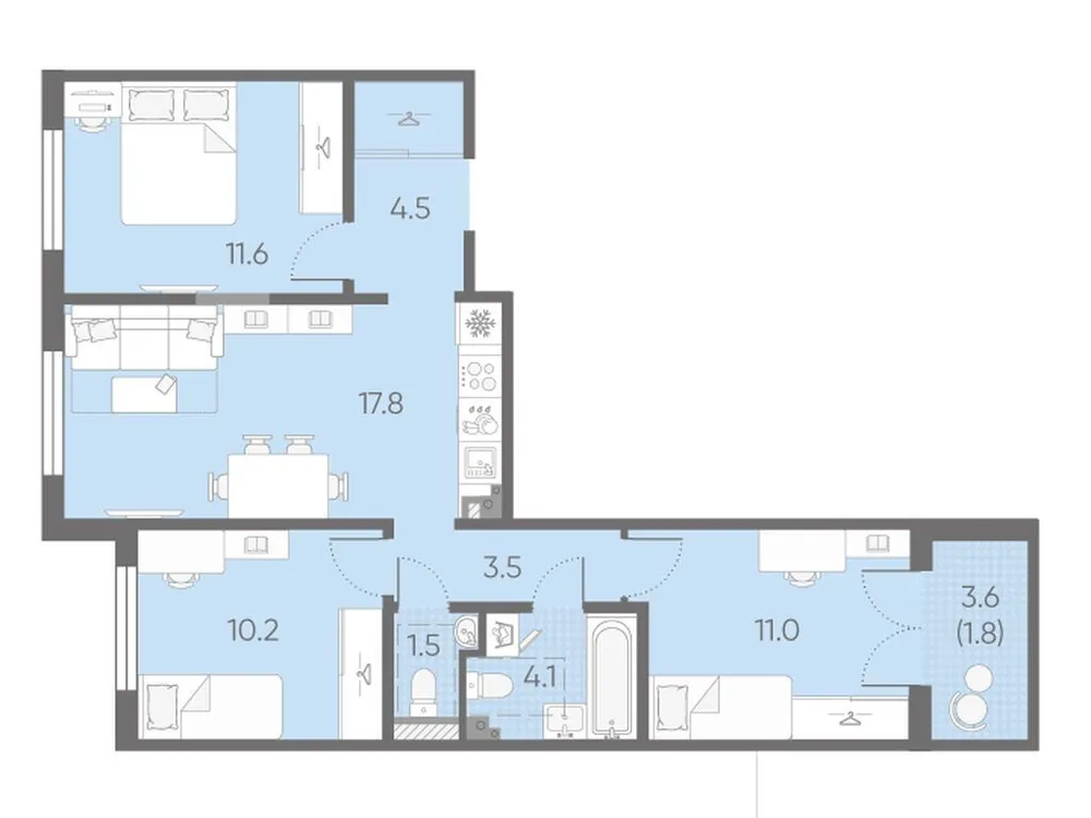 Продается 3-комнатная квартира, 66 м² - Фото 2