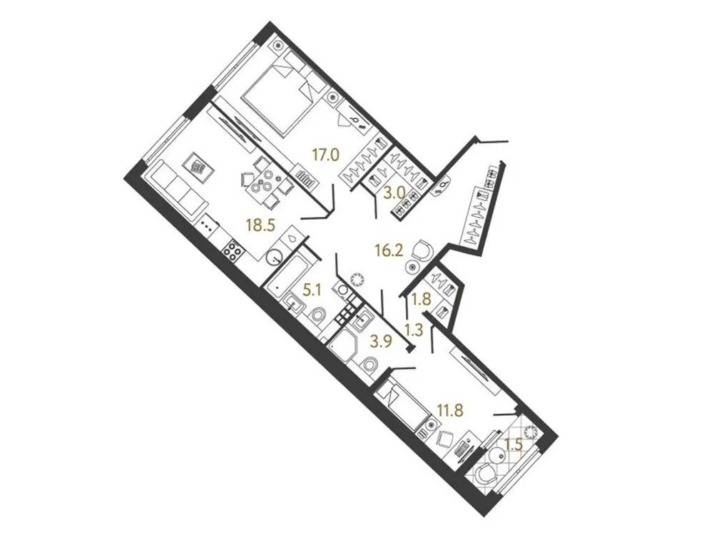Продается 2-комнатная квартира, 78,3 м² - Фото 1