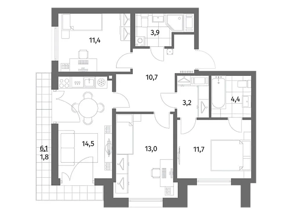 Продается 3-комнатная квартира, 74,6 м² - Фото 1