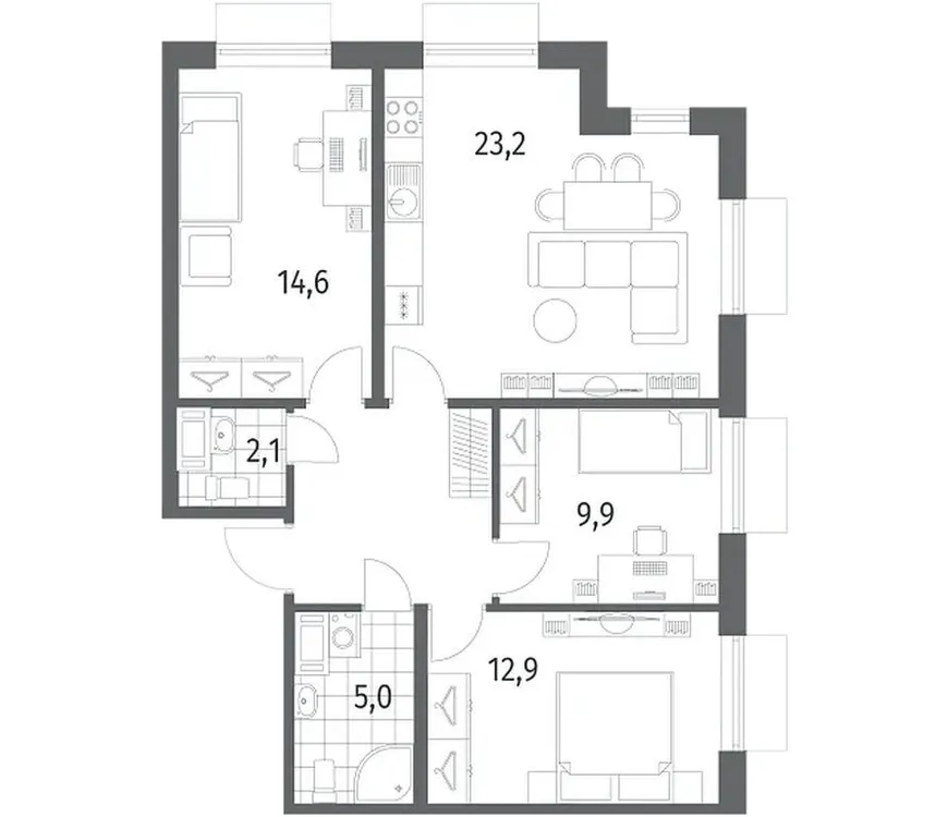 Продается 3-комнатная квартира, 77 м² - Фото 1