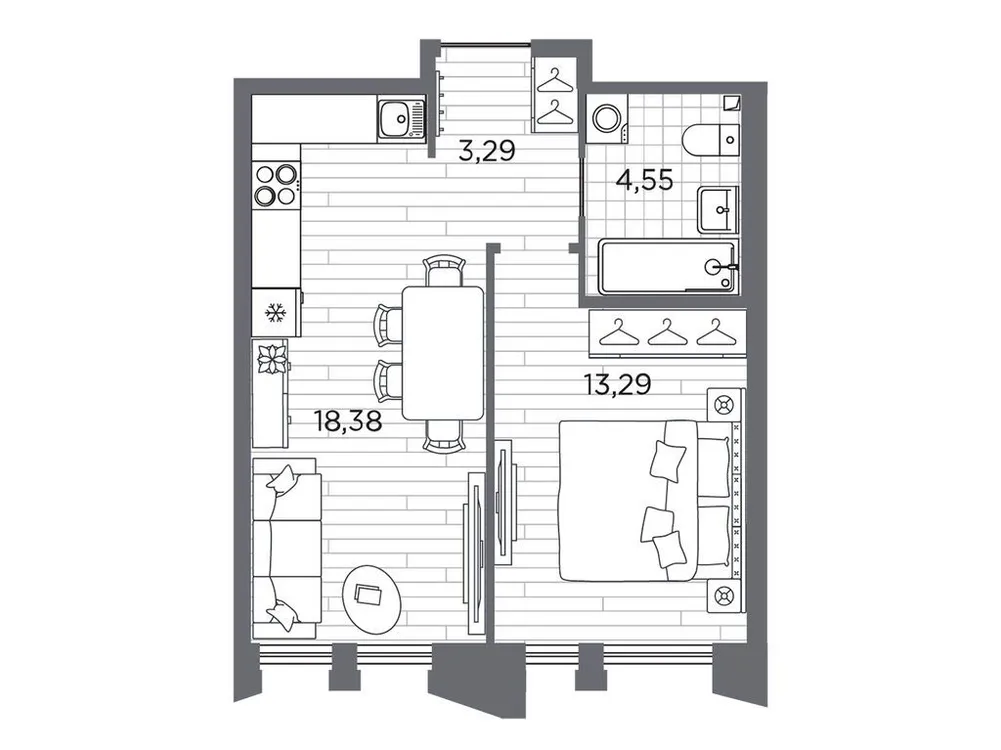 Продается 1-комнатная квартира, 39,5 м² - Фото 1
