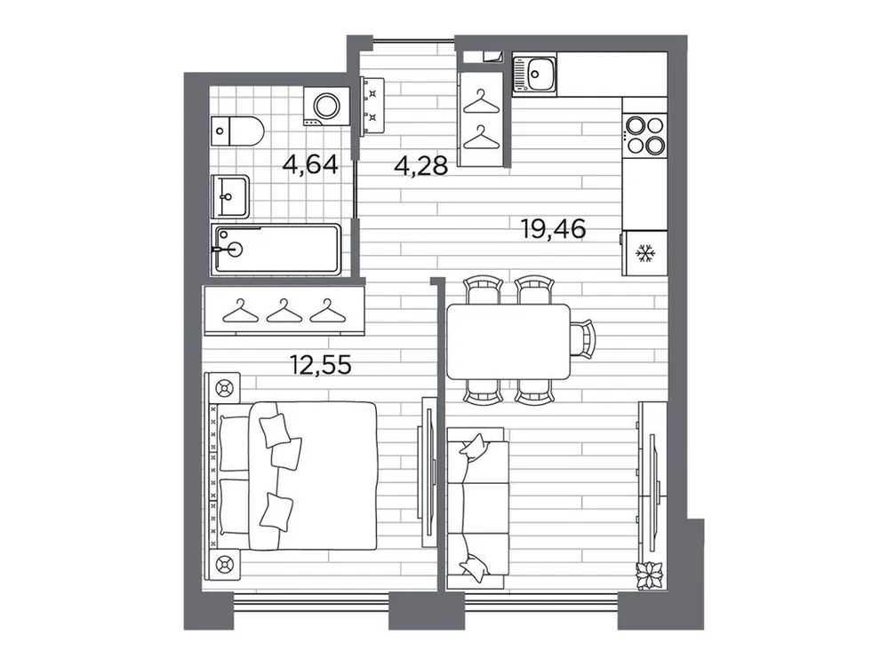 Продается 1-комнатная квартира, 40,9 м² - Фото 1