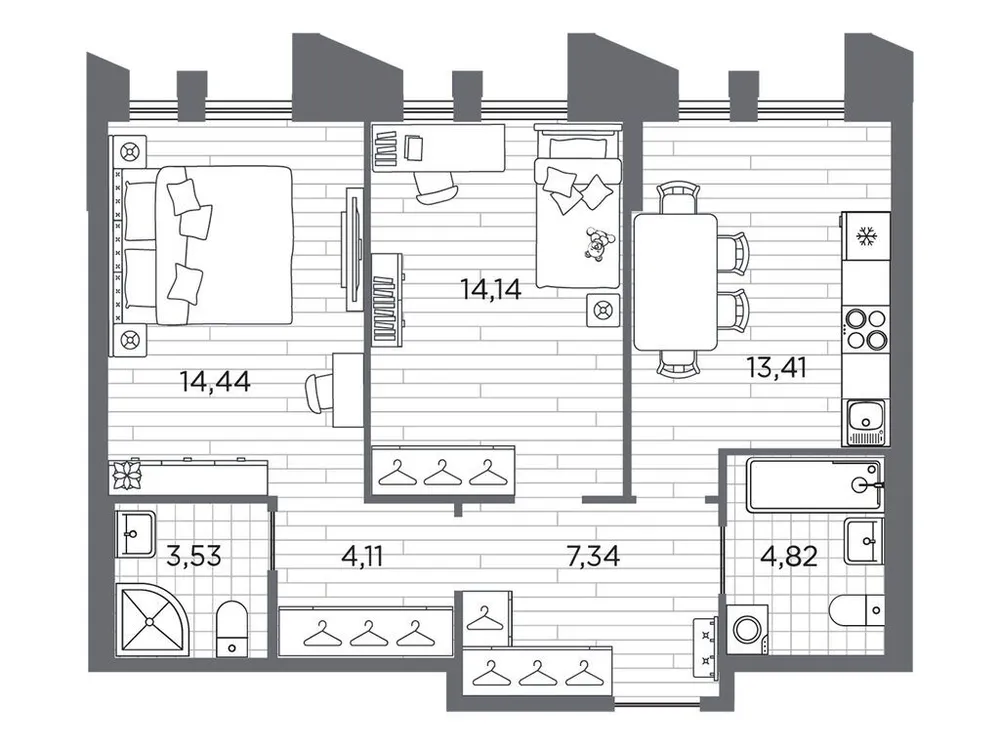 Продается 2-комнатная квартира, 61,8 м² - Фото 1