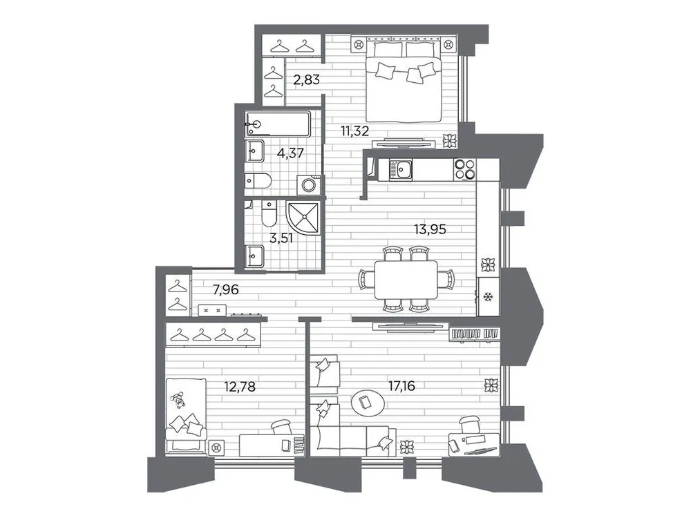Продается 3-комнатная квартира, 73,9 м² - Фото 1