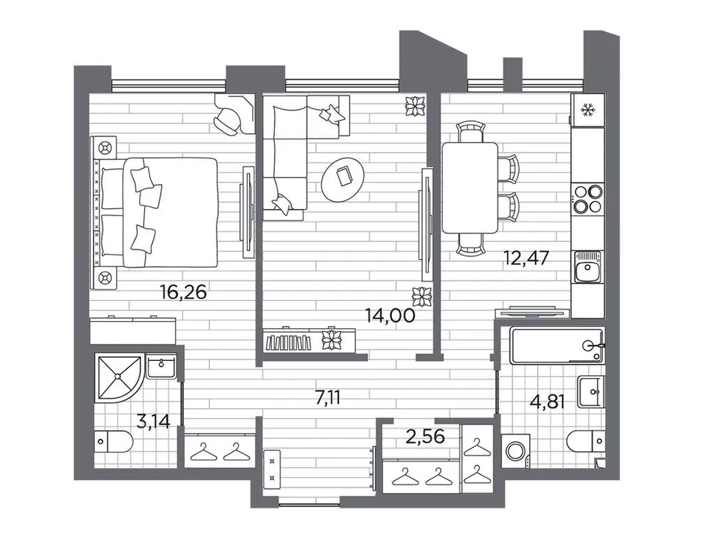 Продается 2-комнатная квартира, 60,4 м² - Фото 1