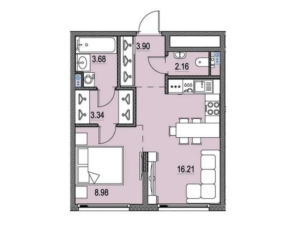Продается 1-комнатная квартира, 38,8 м² - Фото 1