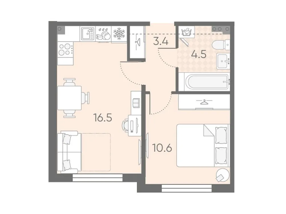 Продается 1-комнатная квартира, 35 м² - Фото 1