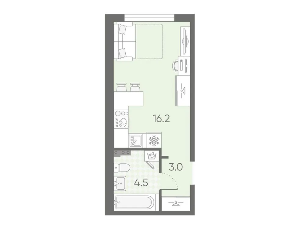 Продается студия, 23,7 м² - Фото 1