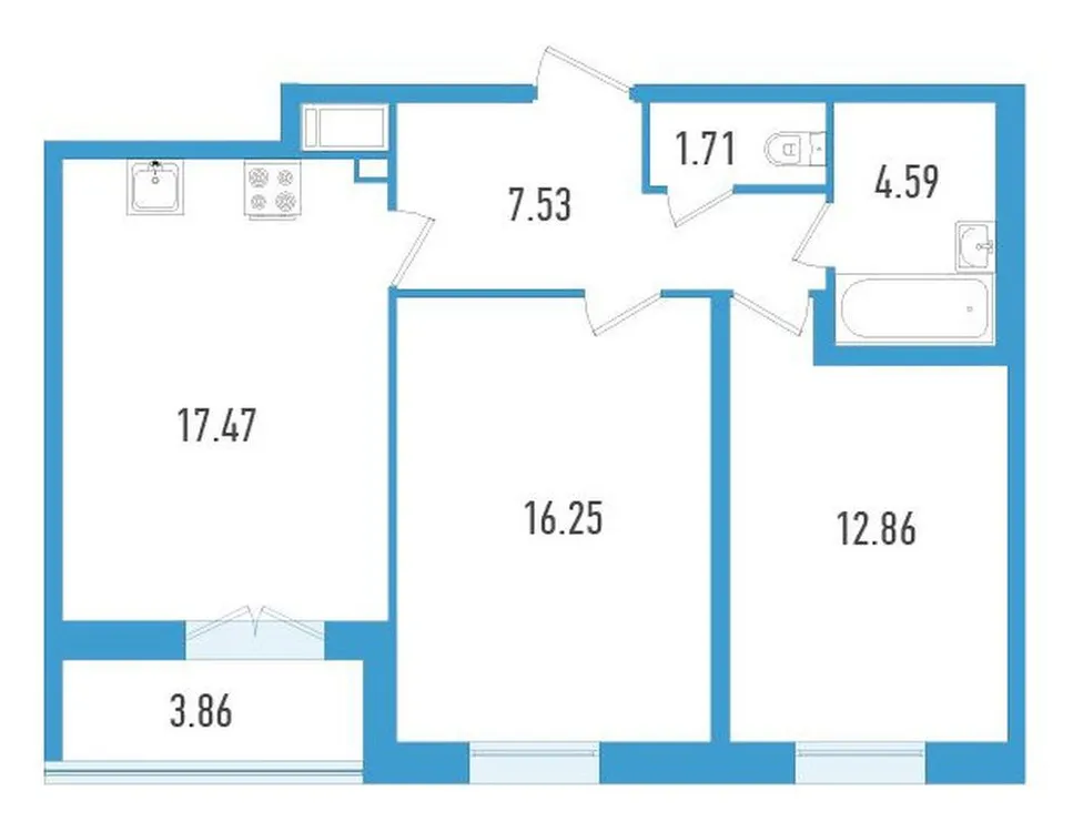 Продается 2-комнатная квартира, 62,3 м² - Фото 1