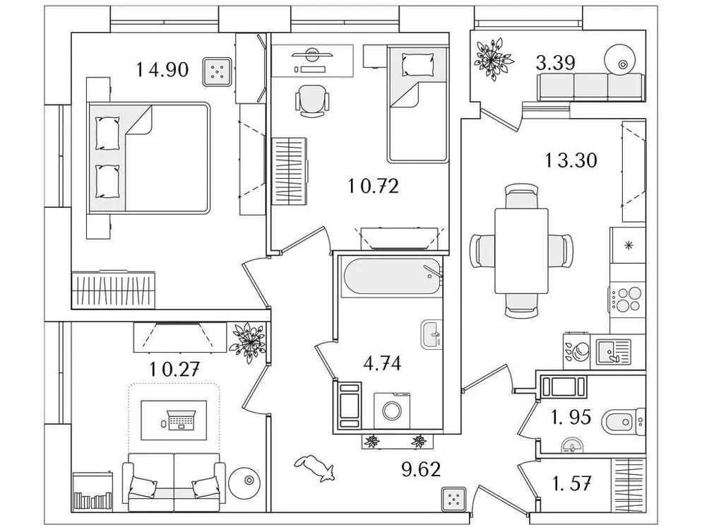 Продается 3-комнатная квартира, 68,8 м² - Фото 1