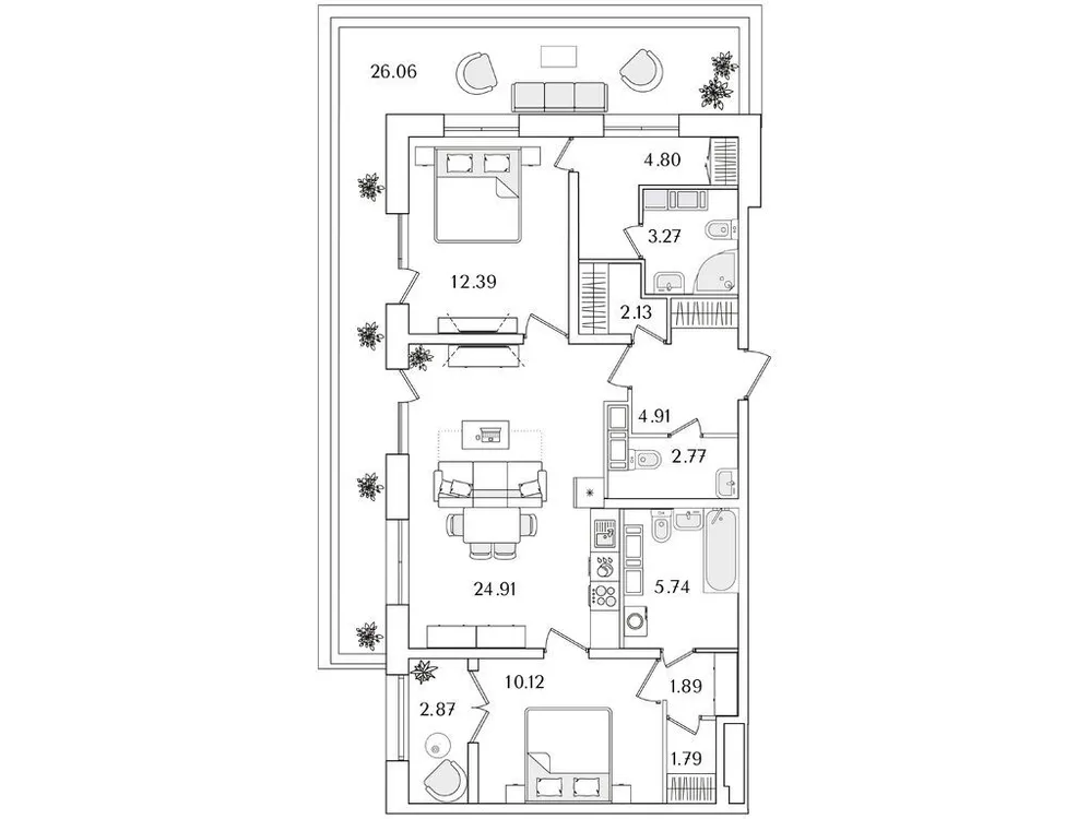 Продается 2-комнатная квартира, 83,3 м² - Фото 1