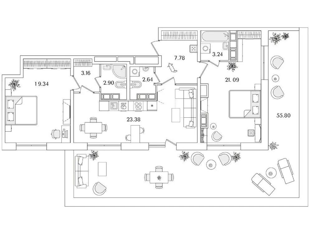 Продается 2-комнатная квартира, 100,6 м² - Фото 1