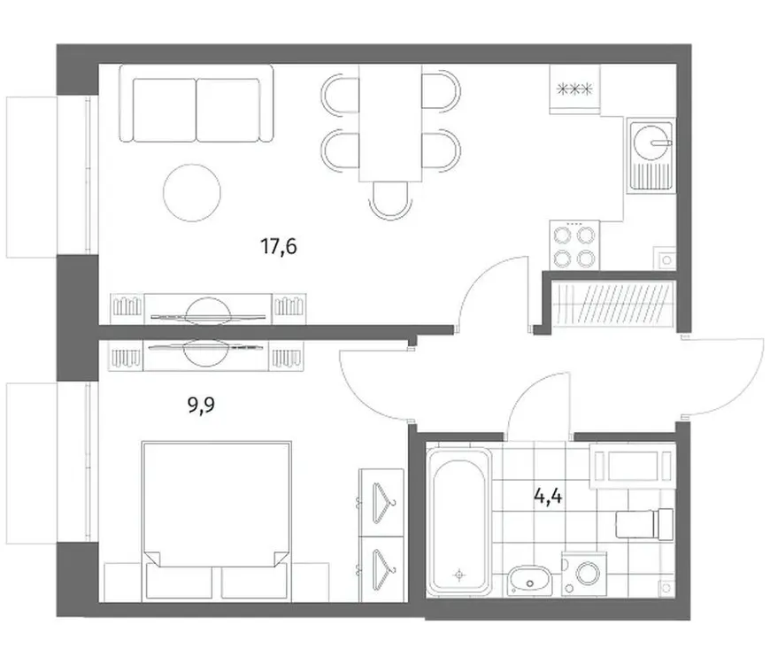 Продается 1-комнатная квартира, 35,9 м² - Фото 1