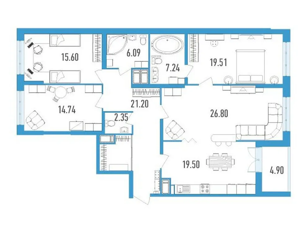 Продается 4-комнатная квартира, 134,5 м² - Фото 1